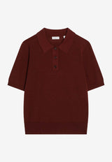Burberry Wool Knit Polo T-shirt Burgundy 8112167168168/R_BURBE-C3081
