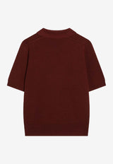 Burberry Wool Knit Polo T-shirt Burgundy 8112167168168/R_BURBE-C3081