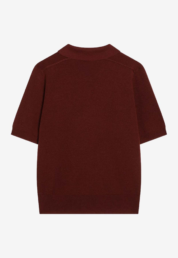 Burberry Wool Knit Polo T-shirt Burgundy 8112167168168/R_BURBE-C3081
