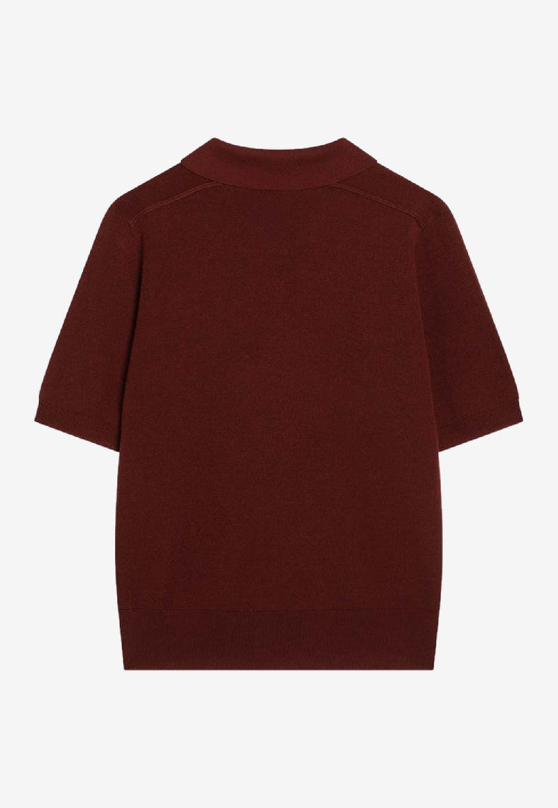 Burberry Wool Knit Polo T-shirt Burgundy 8112167168168/R_BURBE-C3081