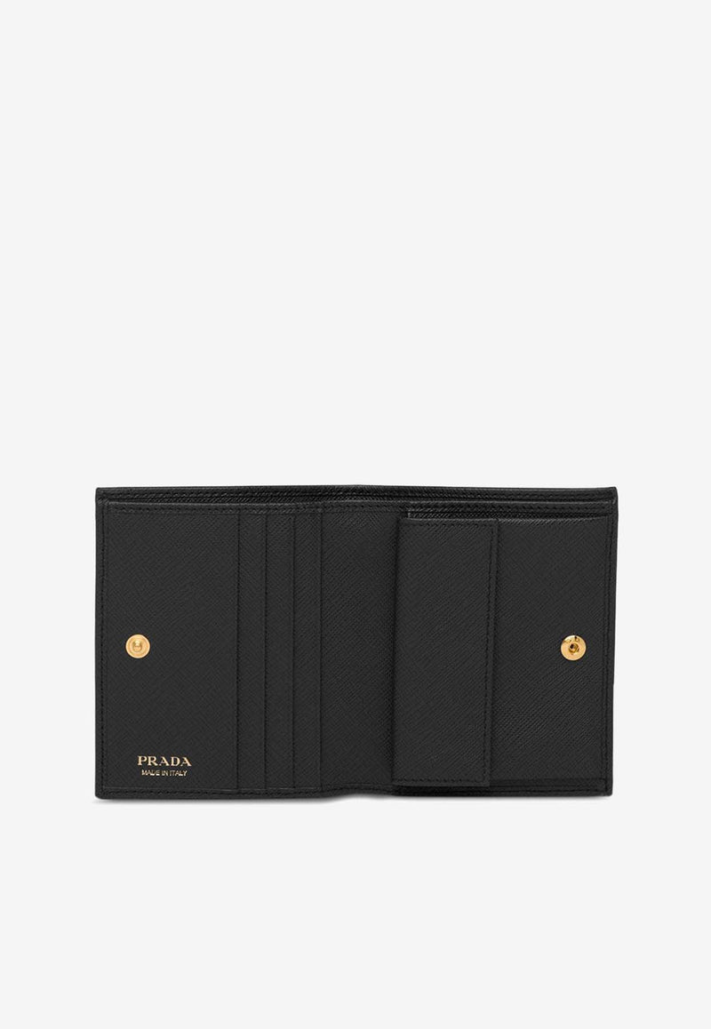 Prada Triangle Logo Saffiano Leather Wallet Black 1MV204QHH_F0002