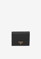 Prada Triangle Logo Saffiano Leather Wallet Black 1MV204QHH_F0002