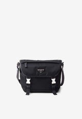 Prada Triangle Logo Re-Nylon and Saffiano Leather Shoulder Bag Black 2VD066VOOM2DMG_F0002