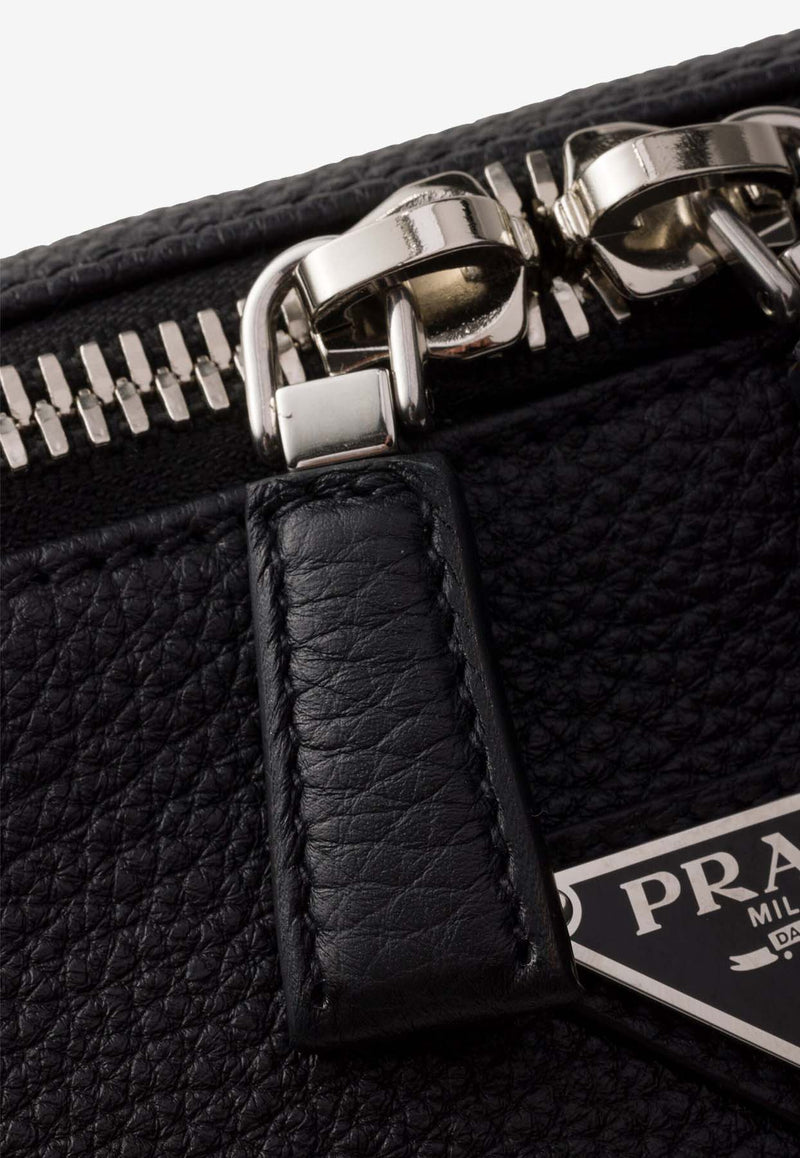 Prada Triangle Logo Leather Shoulder Bag Black 2VH182VNOO2BBE_F0002