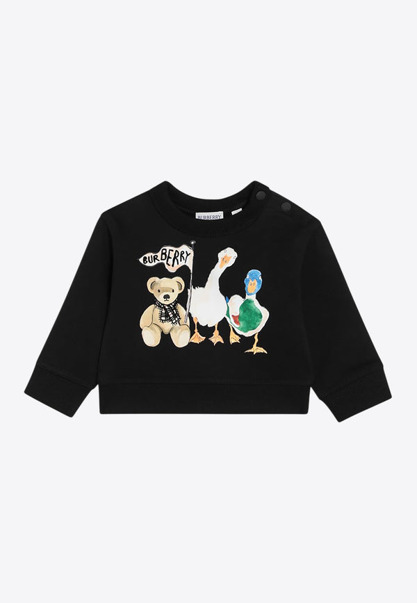 Burberry Kids Babies Thomas Bear and Friends Sweatshirt Black 8112508148165/R_BURBE-A1189