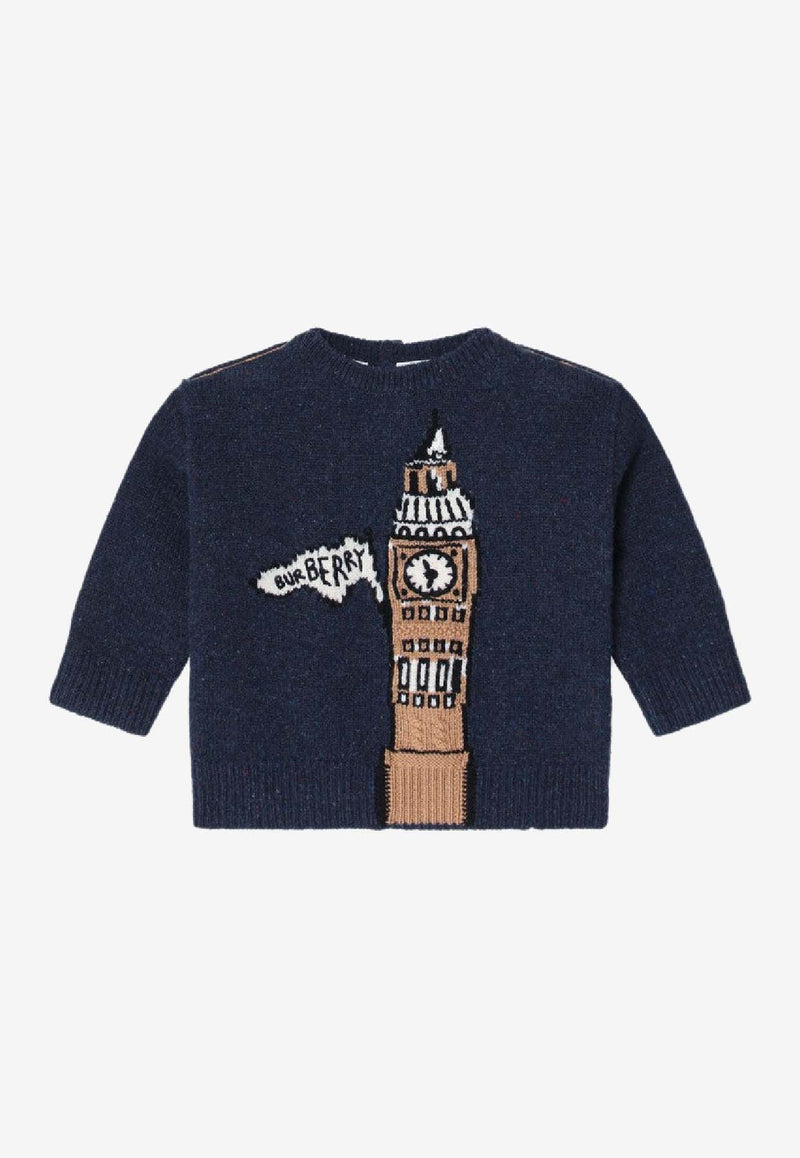 Burberry Kids Babies Big Ben Intarsia Knit Sweater Gray 8112586167567_BURBE-C1172
