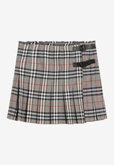 Burberry Checked Wool Pleated Mini Skirt Gray 8113042167564/R_BURBE-C3142