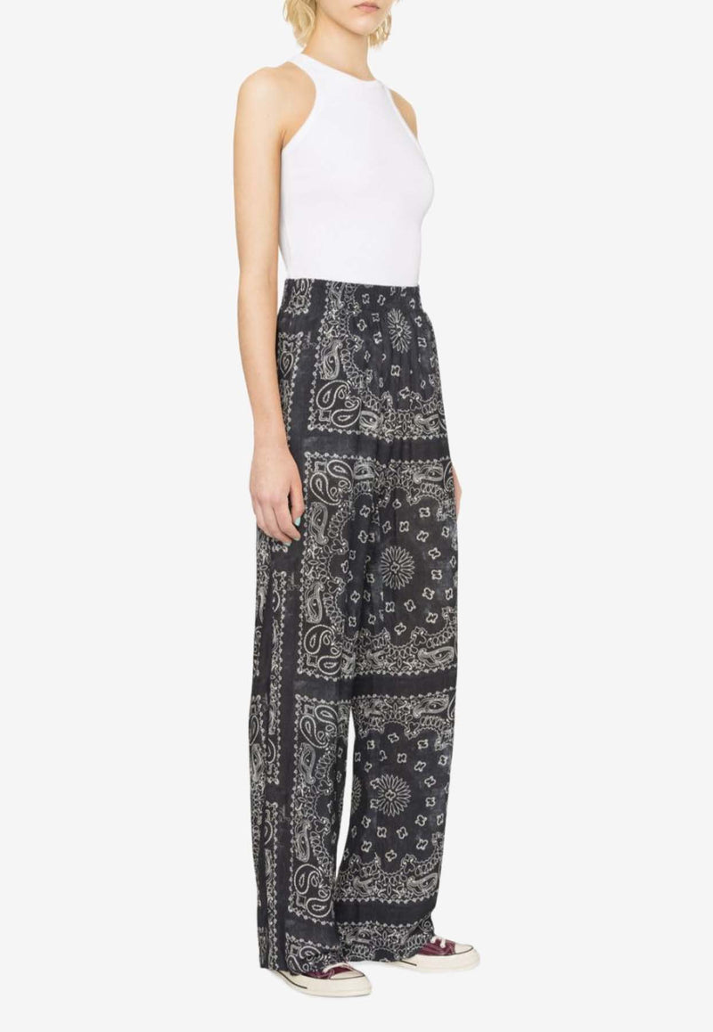 Golden Goose DB Paisley Print Wide-Leg Pants Black GWP00821P001257_60318