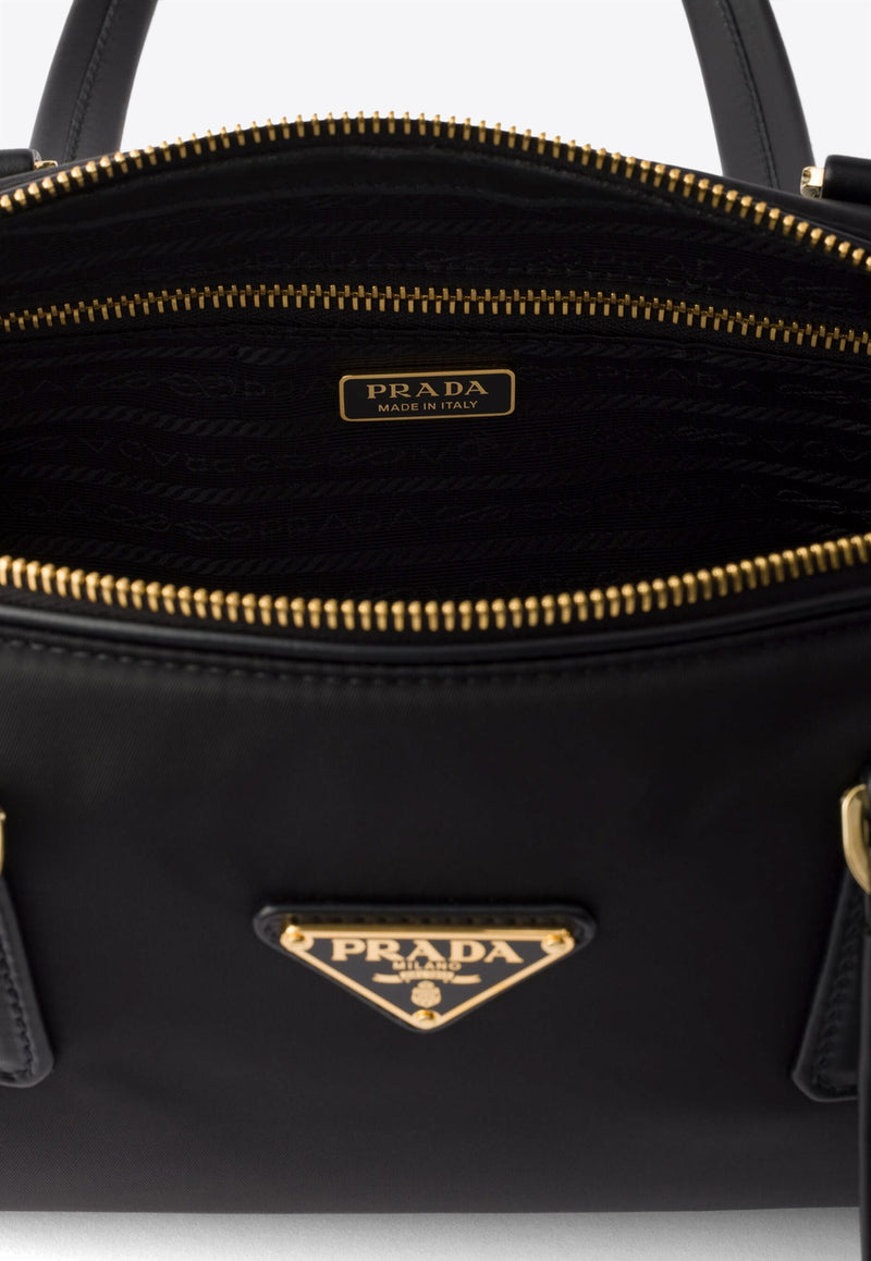 Prada Medium Re-Nylon and Leather Shoulder Bag Black 1BB127VODO2C8Q_F0002