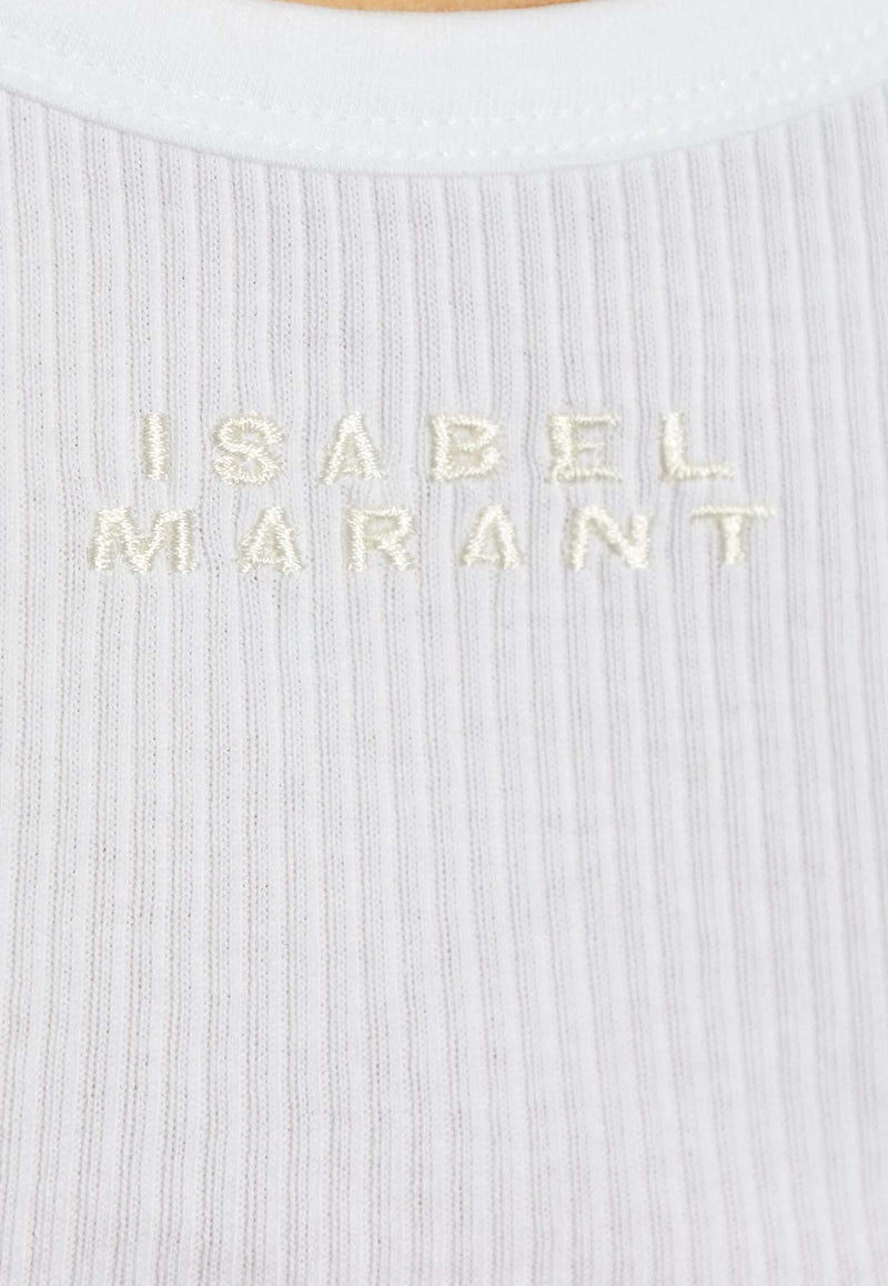 Isabel Marant Thea Logo Embroidered Tank Top White TS0261FAA2N39I_20WH