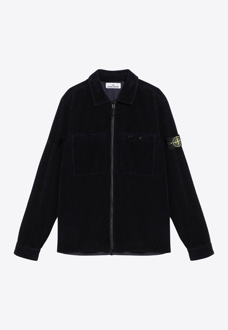 Stone Island Logo Patch Corduroy Shirt Jacket Blue 811511604/P_STONE-V0020