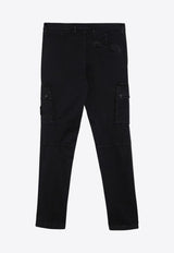 Stone Island Logo Patch Cargo Pants Black 8115303L1/P_STONE-A0129