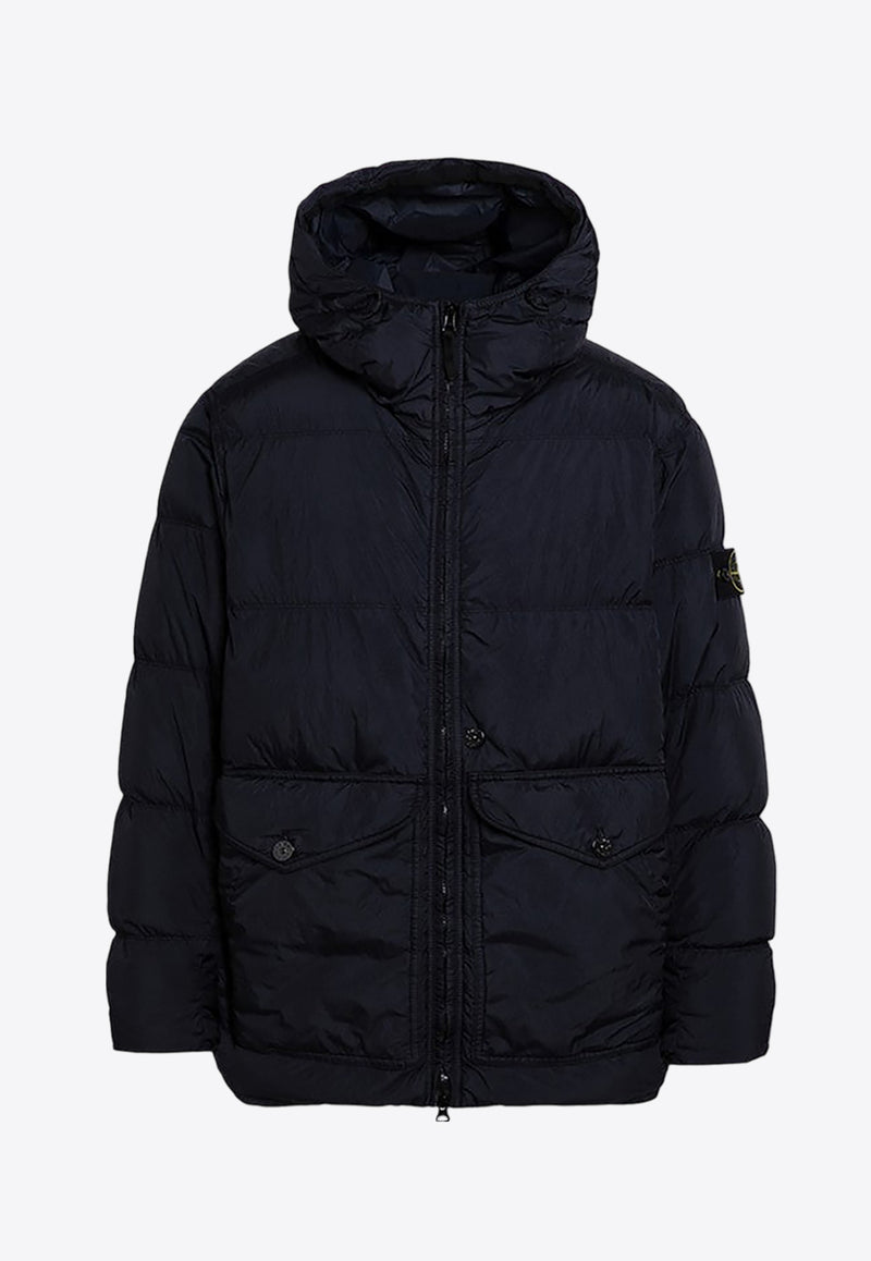 Stone Island Logo Patch Zip-Up Down Jacket Blue 811540723/P_STONE-V0020