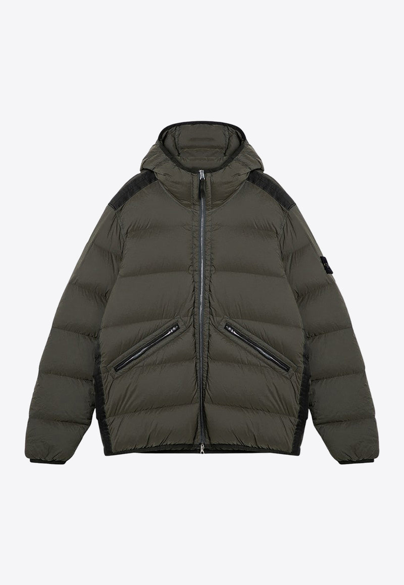 Stone Island Logo Patch Zipped Down Jacket Green 811543128/P_STONE-V0059