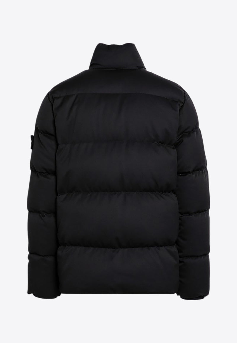 Stone Island Twill Wool Zip-Up Down Jacket Black 8115453F3/P_STONE-V0029