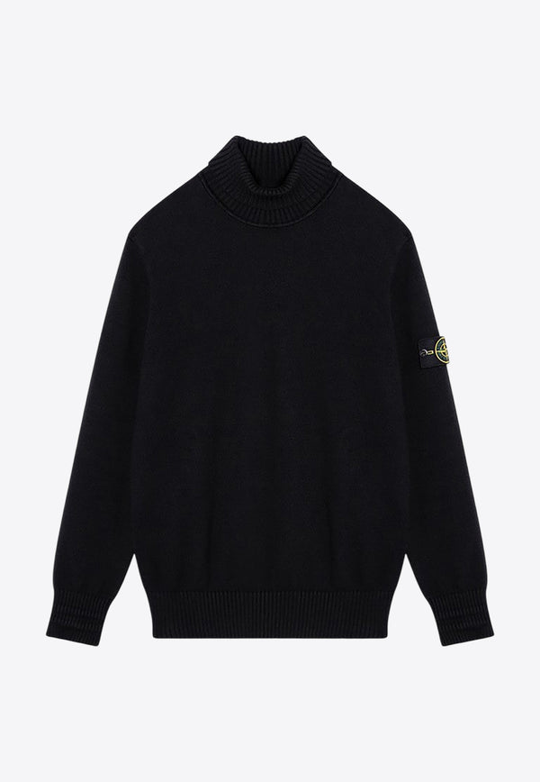 Stone Island Logo Patch Turtleneck Sweater Black 8115505A2/P_STONE-V0029