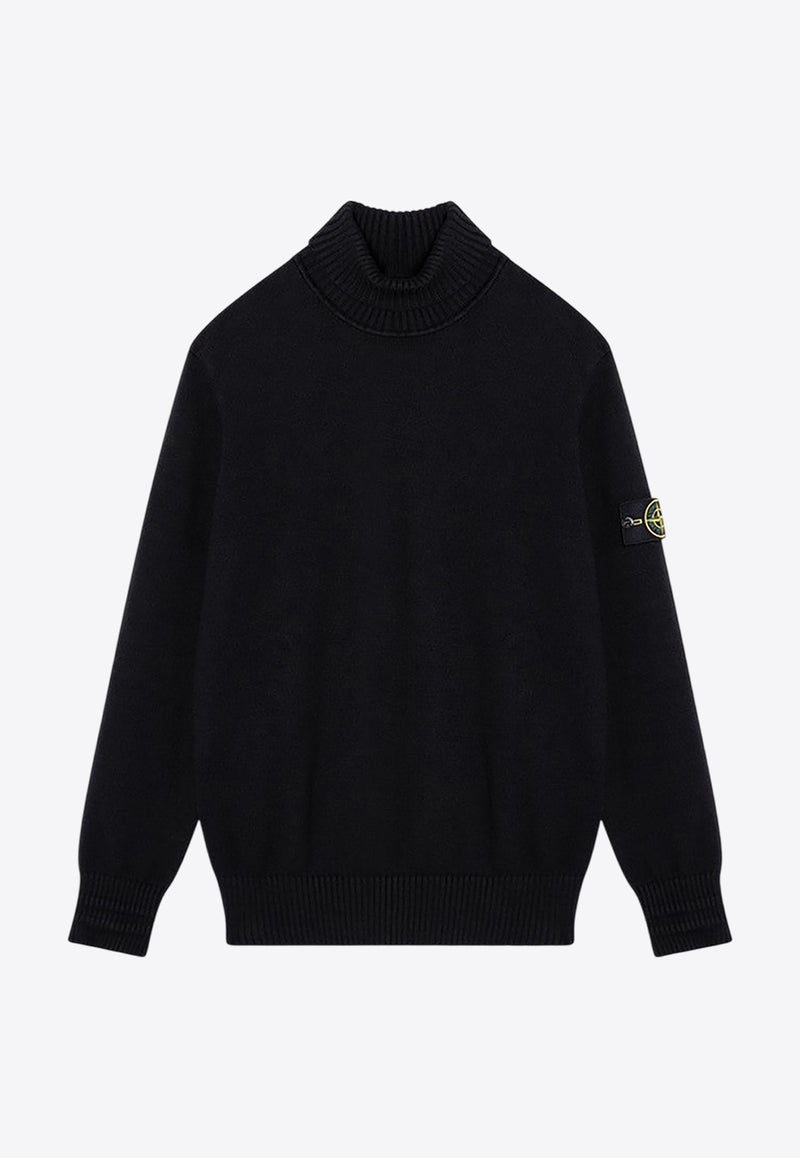 Stone Island Logo Patch Turtleneck Sweater Black 8115505A2/P_STONE-V0029