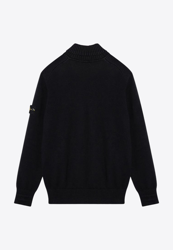 Stone Island Logo Patch Turtleneck Sweater Black 8115505A2/P_STONE-V0029