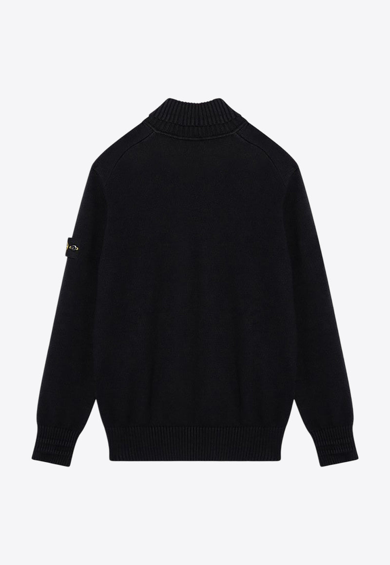 Stone Island Logo Patch Turtleneck Sweater Black 8115505A2/P_STONE-V0029