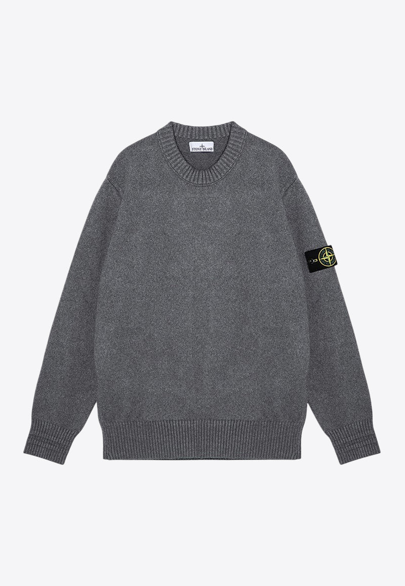 Stone Island Logo Patch Crewneck Sweater Gray 8115506A2/P_STONE-V0M64