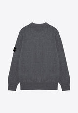 Stone Island Logo Patch Crewneck Sweater Gray 8115506A2/P_STONE-V0M64