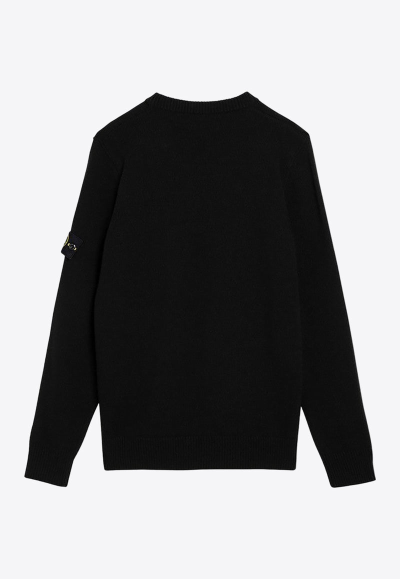 Stone Island Logo Patch Wool Blend Sweater Black 8115508A3/P_STONE-A0029