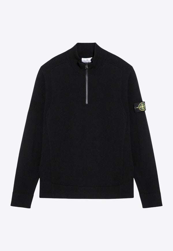 Stone Island Logo Patch Half-Zip Sweatshirt Black 8115521A1/P_STONE-V0029