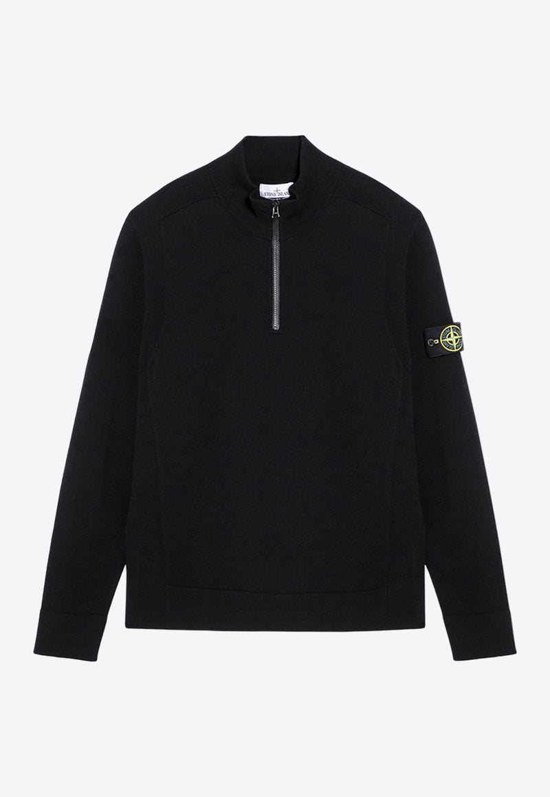 Stone Island Logo Patch Half-Zip Sweatshirt Black 8115521A1/P_STONE-V0029