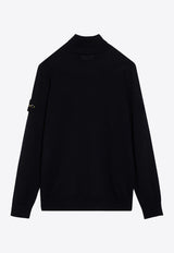 Stone Island Logo Patch Turtleneck Wool Sweater Blue 8115525C4/P_STONE-A0020