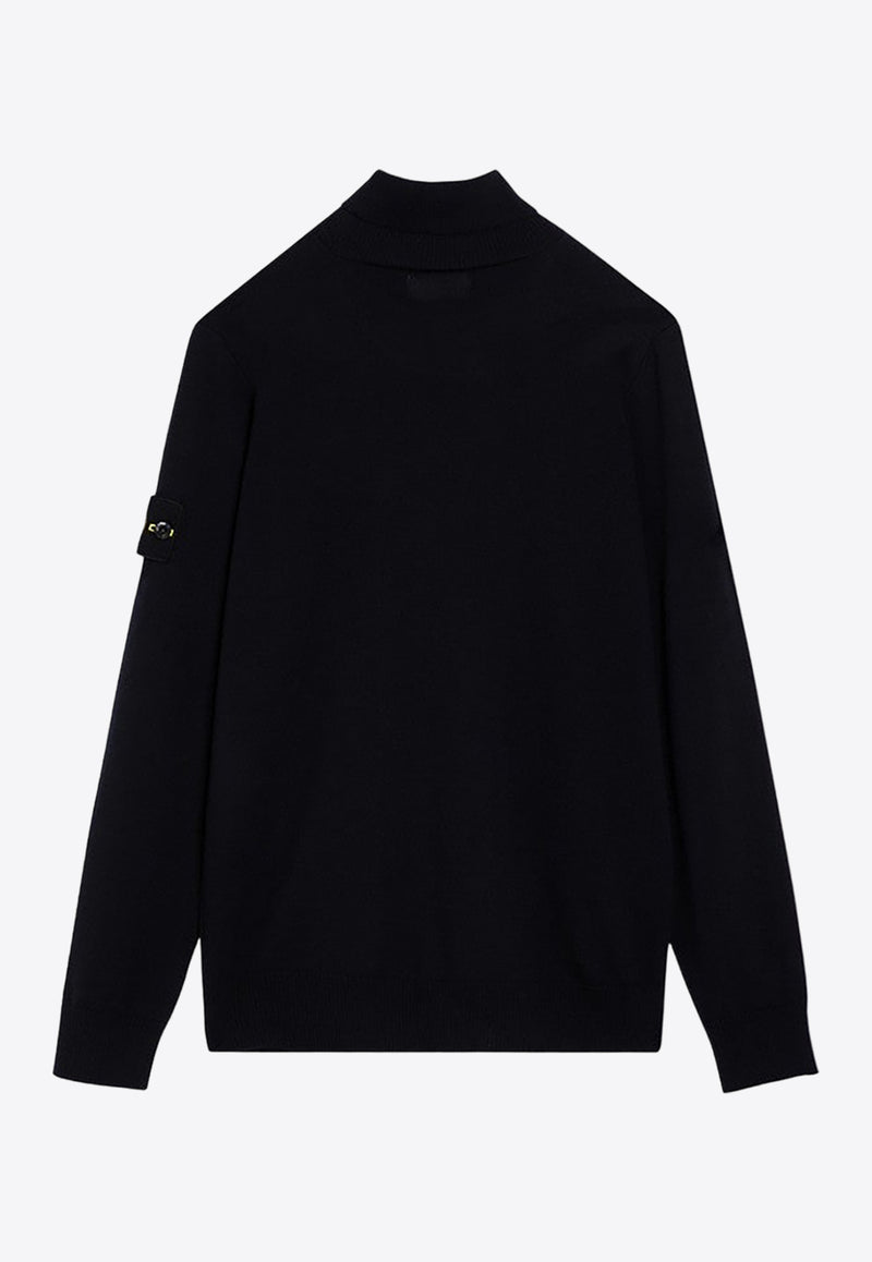 Stone Island Logo Patch Turtleneck Wool Sweater Blue 8115525C4/P_STONE-A0020