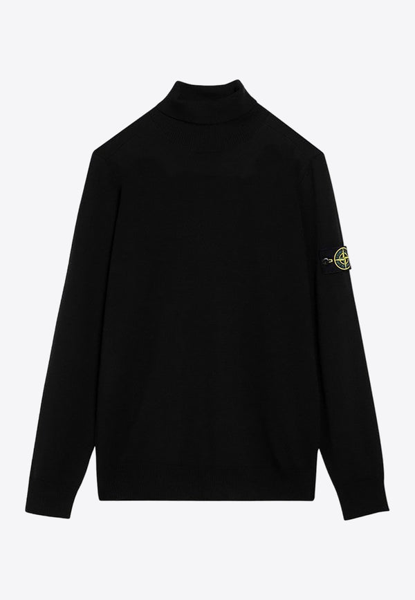 Stone Island Logo Patch Turtleneck Sweater Black 8115525C4/P_STONE-A0029