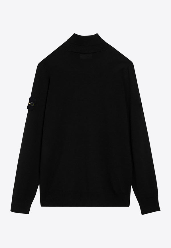 Stone Island Logo Patch Turtleneck Sweater Black 8115525C4/P_STONE-A0029