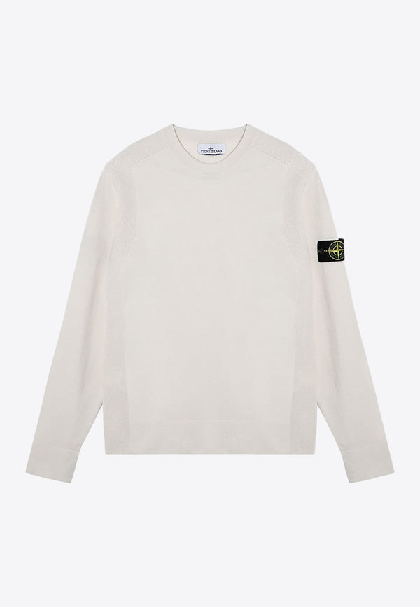 Stone Island Logo Patch Wool Blend Sweater White 8115526A1/P_STONE-V0097