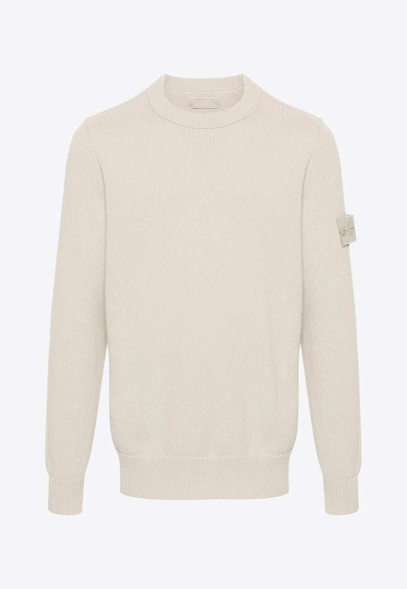 Stone Island Logo Patch Wool Sweater Cream 8115527FACREAM