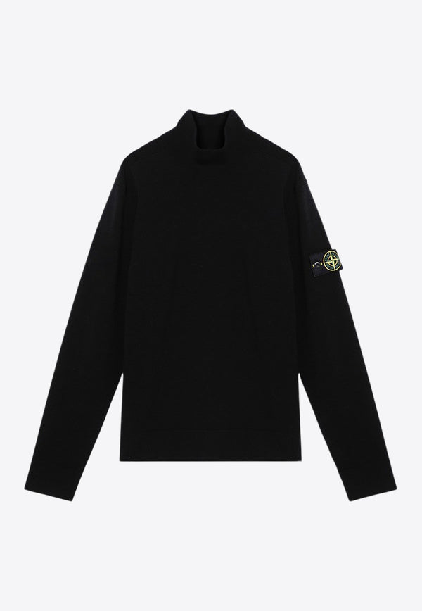 Stone Island Logo Patch Turtleneck Sweater Black 8115530A1/P_STONE-V0029