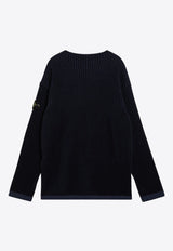 Stone Island Logo Patch Wool Sweater Navy 8115532C1/P_STONE-V0020