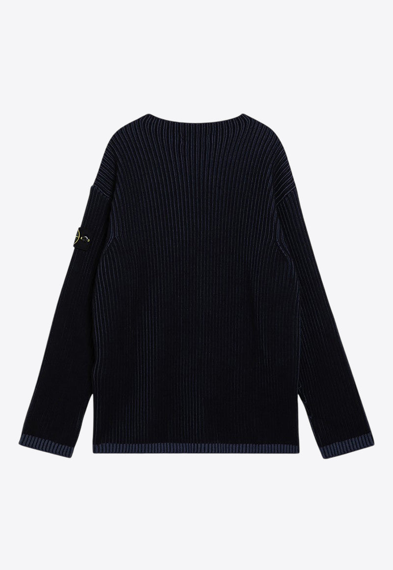 Stone Island Logo Patch Wool Sweater Navy 8115532C1/P_STONE-V0020