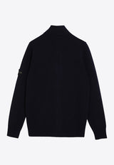 Stone Island Logo Patch Knitted Wool Cardigan Navy 8115547A3/P_STONE-A0020