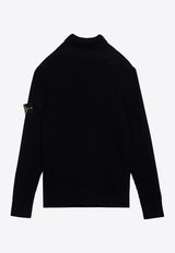 Stone Island Logo Patch Turtleneck Wool Sweater Blue 8115552C2/P_STONE-A0020