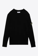 Stone Island Logo Patch Wool Sweater Black 8115553C2/P_STONE-A0029