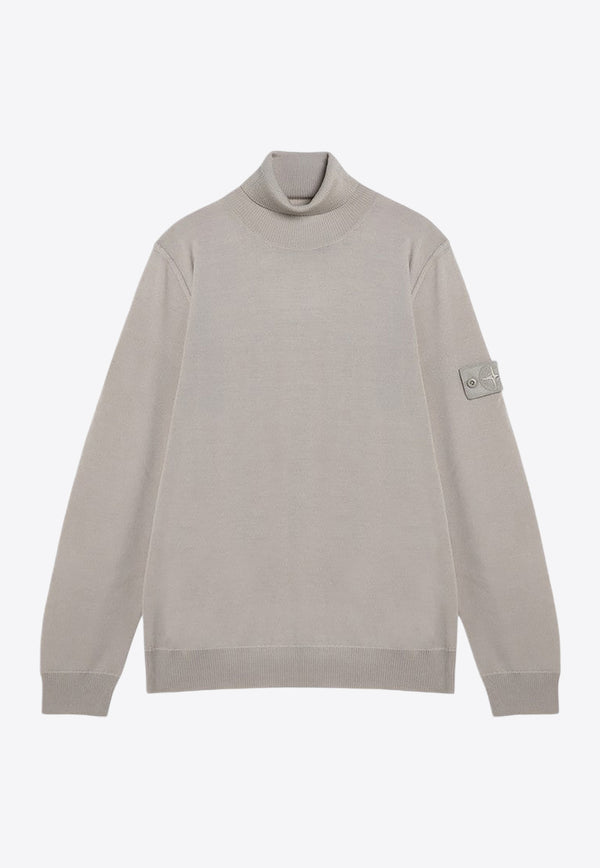 Stone Island Logo Patch Wool Turtleneck Sweater Beige 8115565FC/P_STONE-V0090