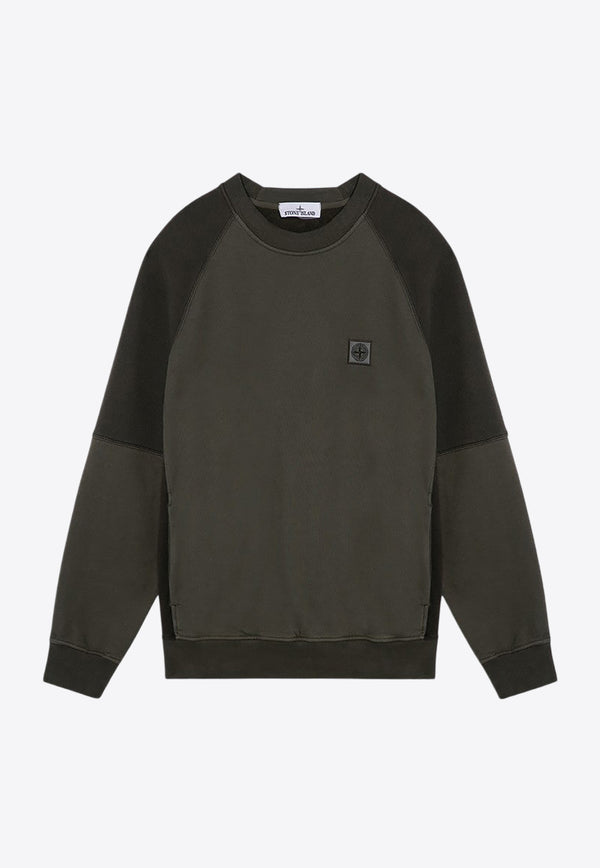 Stone Island Logo Patch Paneled Sweatshirt Green 811560252/P_STONE-V0059