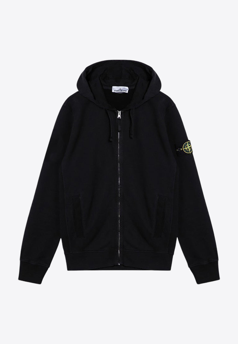 Stone Island Logo Patch Zip-Up Sweatshirt Black 811563520/P_STONE-V0029