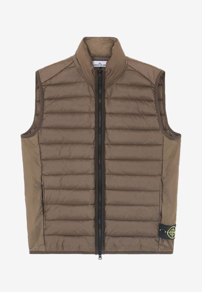 Stone Island Logo Down Zip-Up Vest 8115G07 24BROWN