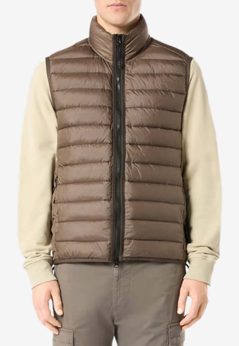 Stone Island Logo Down Zip-Up Vest 8115G07 24BROWN