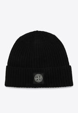 Stone Island Logo Patch Wool Beanie Black 8115N10B5/P_STONE-A0029