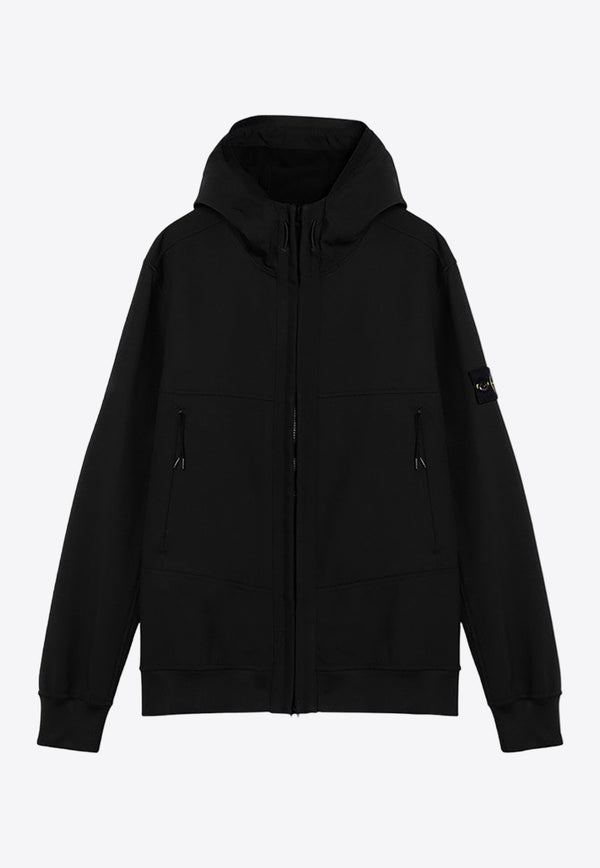 Stone Island Logo Patch Zip-Up Sweatshirt Black 8115Q0322/P_STONE-V0029