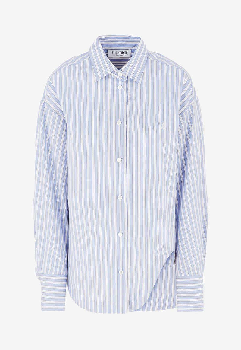 The Attico Eliza Striped Shirt Light Blue 250WCH00014_870