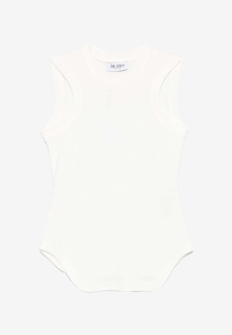 The Attico Reese Logo Embroidered Tank Top White 250WCN00003_001