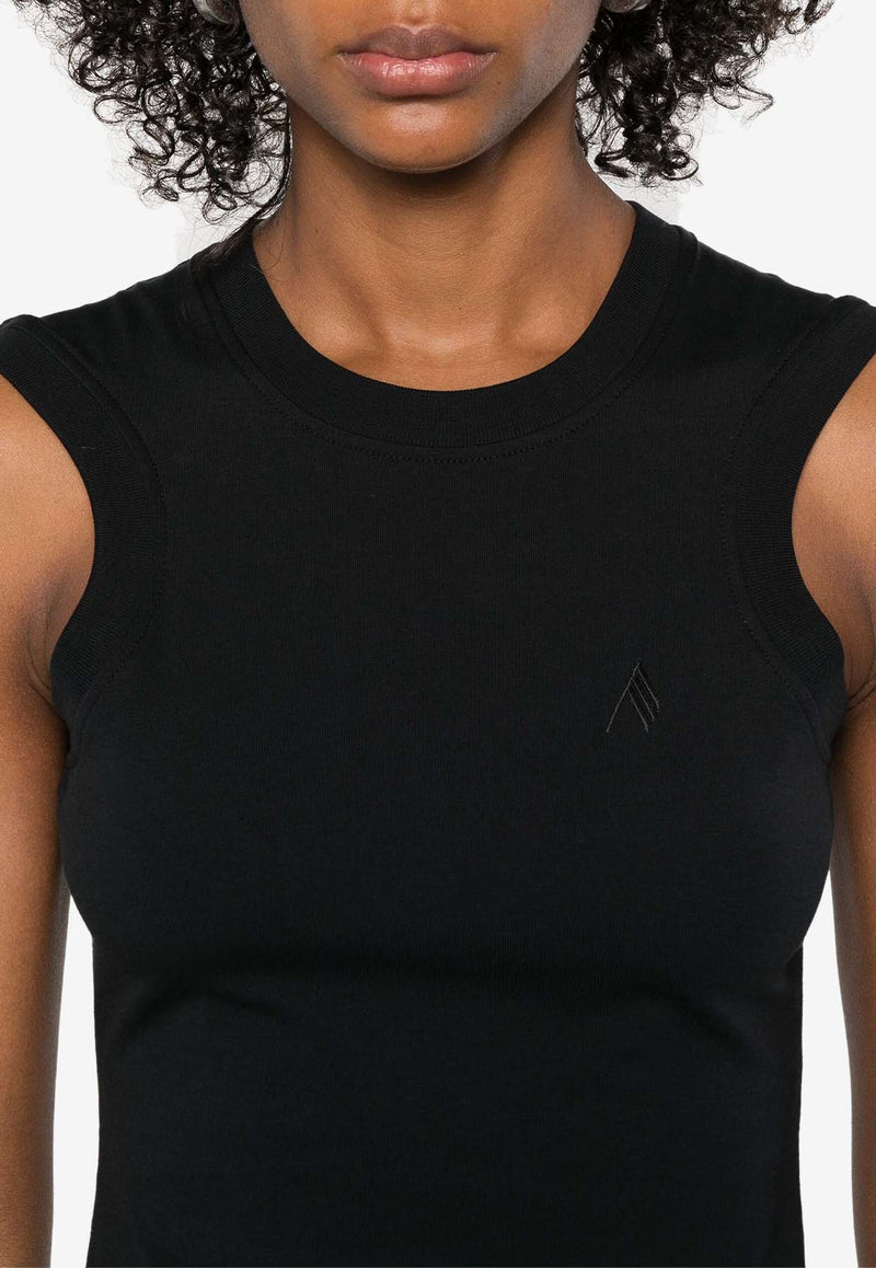 The Attico Reese Logo Embroidered Tank Top Black 250WCN00003_100